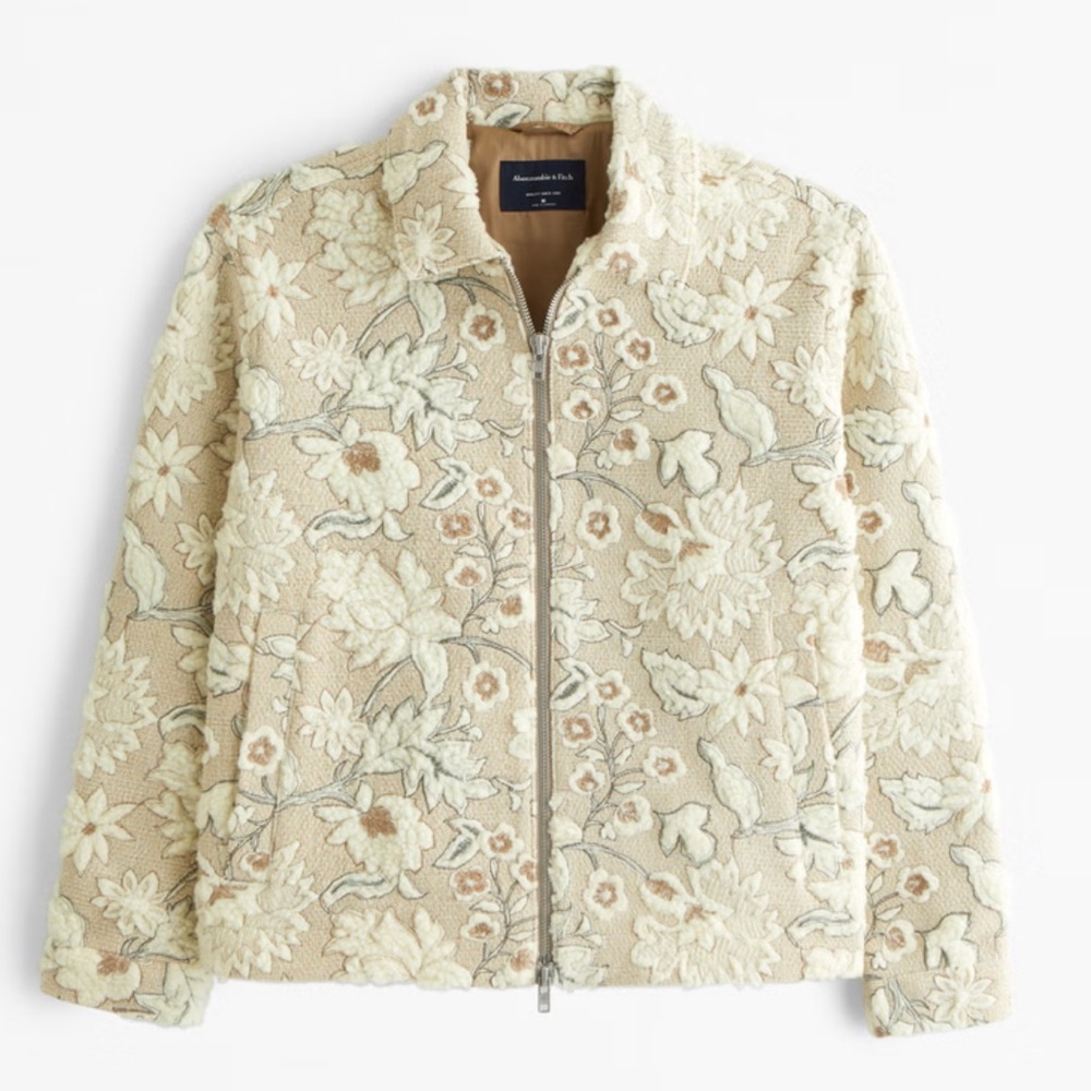 Abercrombie & Fitch - Floral Sherpa Zip Trucker Jacket